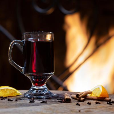 Hot Mulled Wine, Cider and Irish Coffee by the fire.